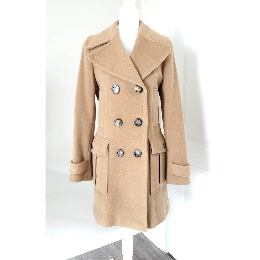 Burberry Camel Tan Wool Double-Breasted Trench Coat - Picture 2 of 15